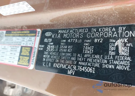 2020 Kia Sportage Lx from USA, damaged, VIN KNDPMCAC9L7645061